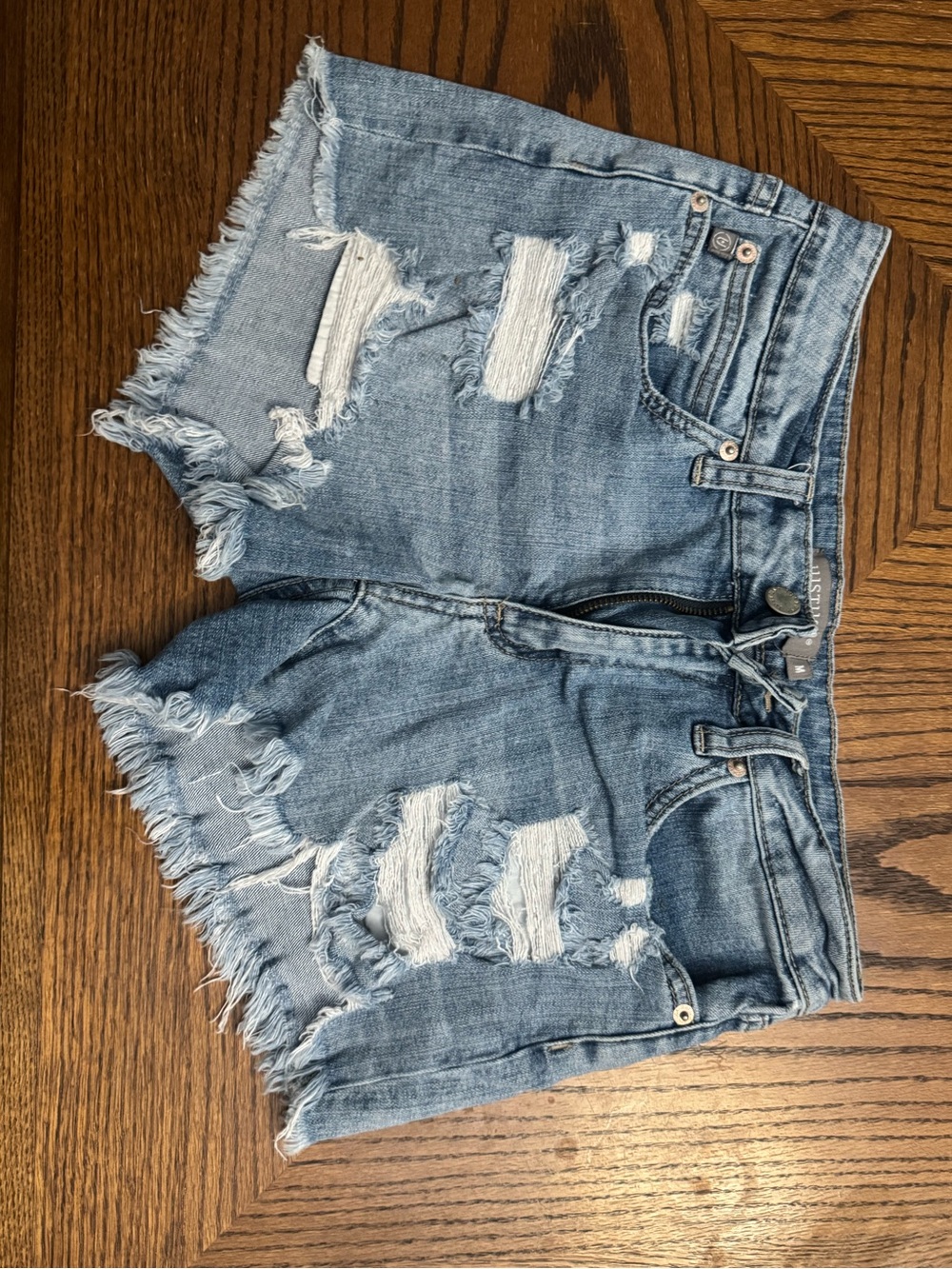 Just USA Distressed Light Blue Denim Cutoff Shorts